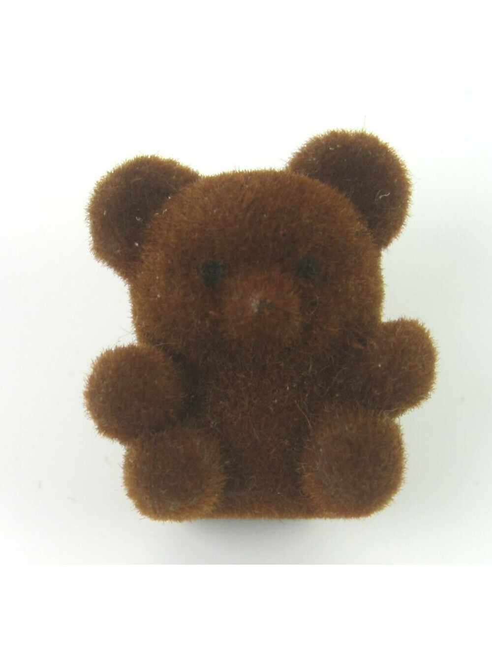 Vintage Brown Teddy Bear Pin Brooch Fuzzy Flocked Hat Lapel Pin 1"